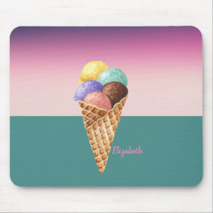 Tapis De Souris Aquarelle colorée cool Crème glacée