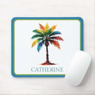 Tapis De Souris Aquarelle colorée Palm Tree personnalisé