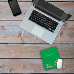 Tapis De Souris Aquarelle couleur marguerite rouge vert