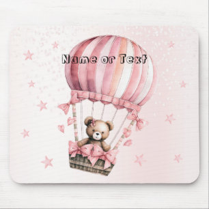 Tapis De Souris Aquarelle Cute Rose Teddy Bear Hot Air Balloon