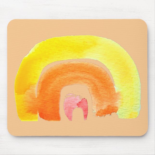 Tapis De Souris Aquarelle d'amour arc-en-ciel orange (Devant)