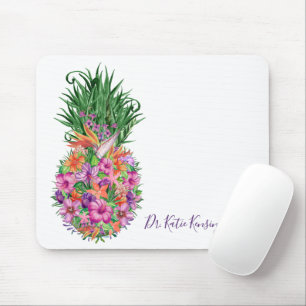 Tapis De Souris Aquarelle d'ananas tropical personnalisé