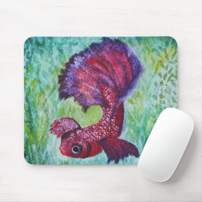 Tapis De Souris Aquarelle de Betta fish (Avec souris)