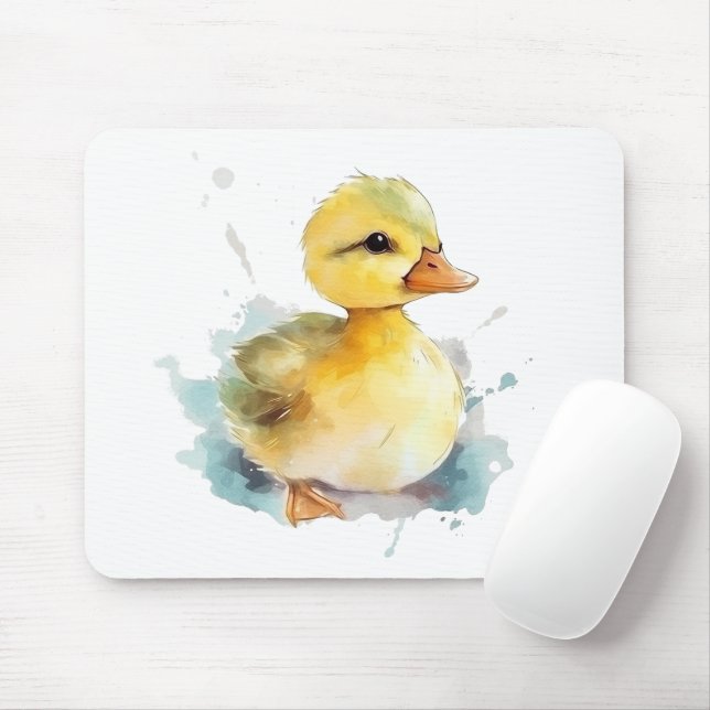 Tapis De Souris Aquarelle de canard bébé Mousepad (Avec souris)