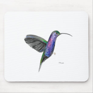 Tapis De Souris Aquarelle de colibri pourpre