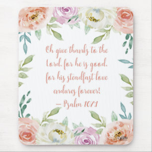 Tapis De Souris Aquarelle de corail Psaumes florales Bible Verse G