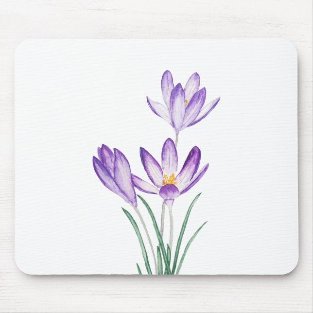 Tapis De Souris aquarelle de fleur de crocus pourpre (Devant)