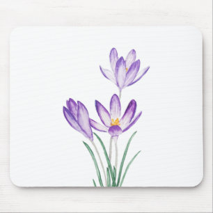 Tapis De Souris aquarelle de fleur de crocus violet