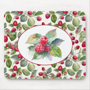 Tapis De Souris Aquarelle de framboises mignonnes
