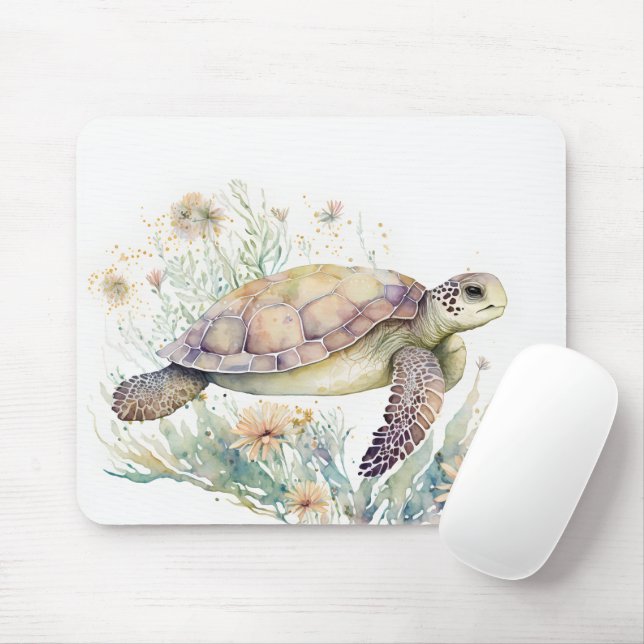Tapis De Souris Aquarelle de la tortue marine (Avec souris)