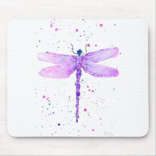 Tapis De Souris Aquarelle de libellule violette girly chic mignon