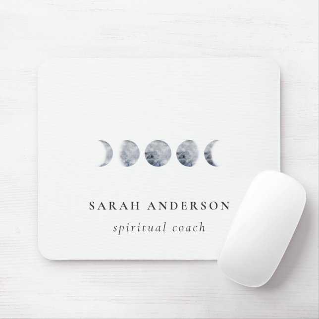 Tapis De Souris Aquarelle de phase de lune céleste grise simple (Avec souris)
