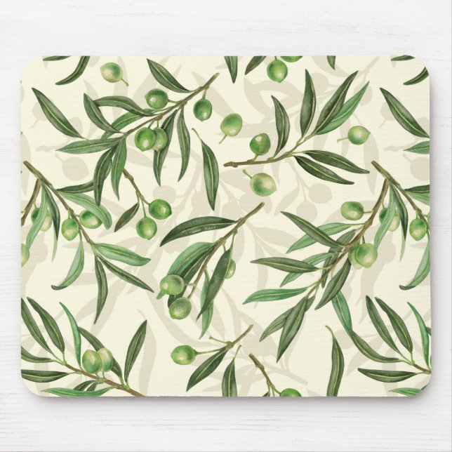 Tapis De Souris Aquarelle des branches d'olive (Devant)