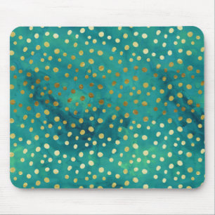 Tapis De Souris Aquarelle dorée et Turquoise Glam moderne Mousepad