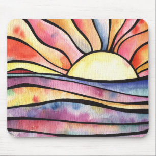 Tapis De Souris Aquarelle du coucher de soleil