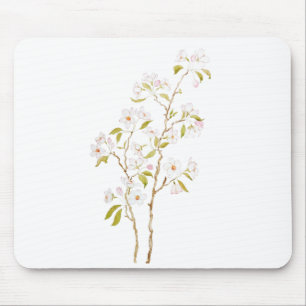 Tapis De Souris aquarelle élégante en fleurs de cerisier blanc