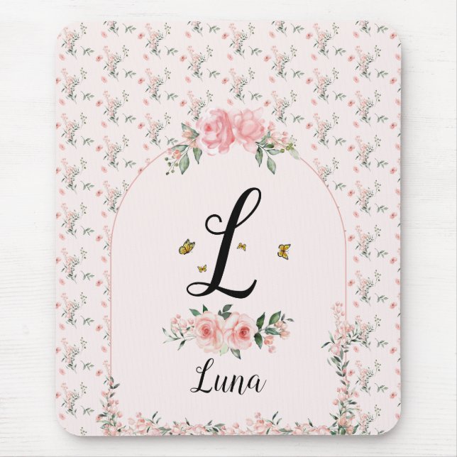 Tapis De Souris Aquarelle Elégante Roses Roses Roses Rose avec Pap (Devant)