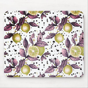 Tapis De Souris aquarelle esquissée détaillée de feuilles verts, c