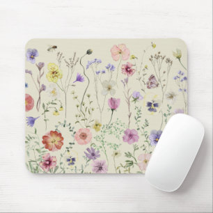 Tapis De Souris Aquarelle féminine fleur sauvage Florale été