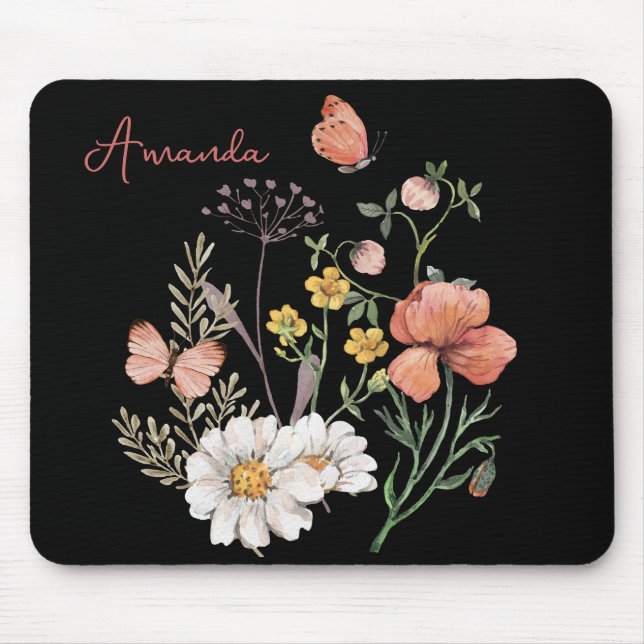 Tapis De Souris Aquarelle Fleur Sauvage  (Devant)