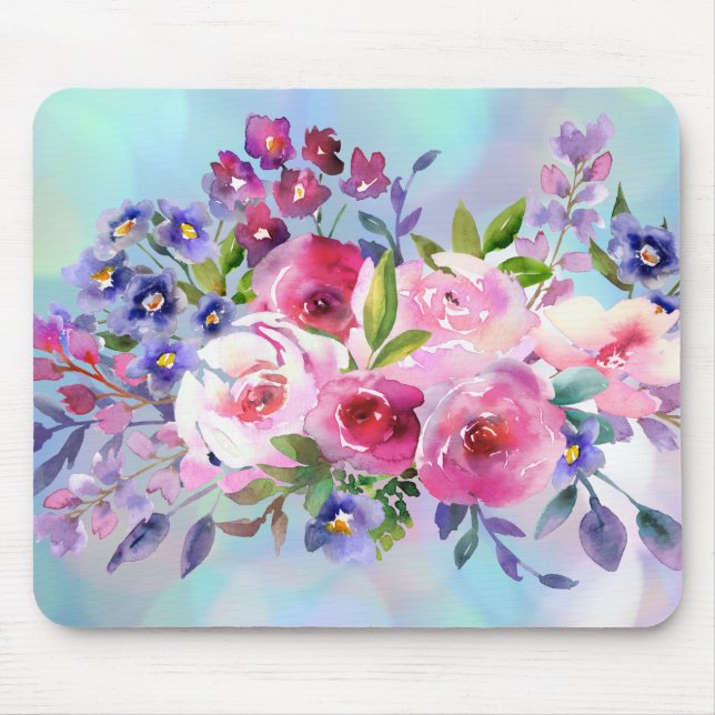 Tapis De Souris Aquarelle Fleurs Pad Souris (Devant)