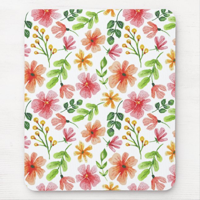 Tapis De Souris Aquarelle Fleurs roses Motif Floral-69677 (Devant)