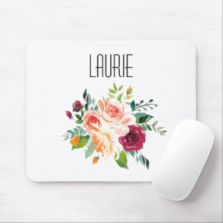 Tapis De Souris Aquarelle Floral Nom moderne Pad Souris