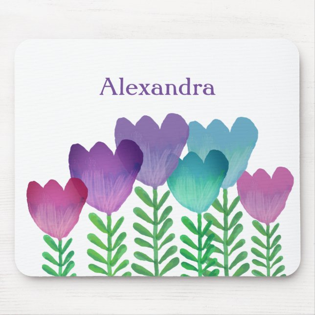 Tapis De Souris Aquarelle Florale couleur mignonne personnalisée (Devant)