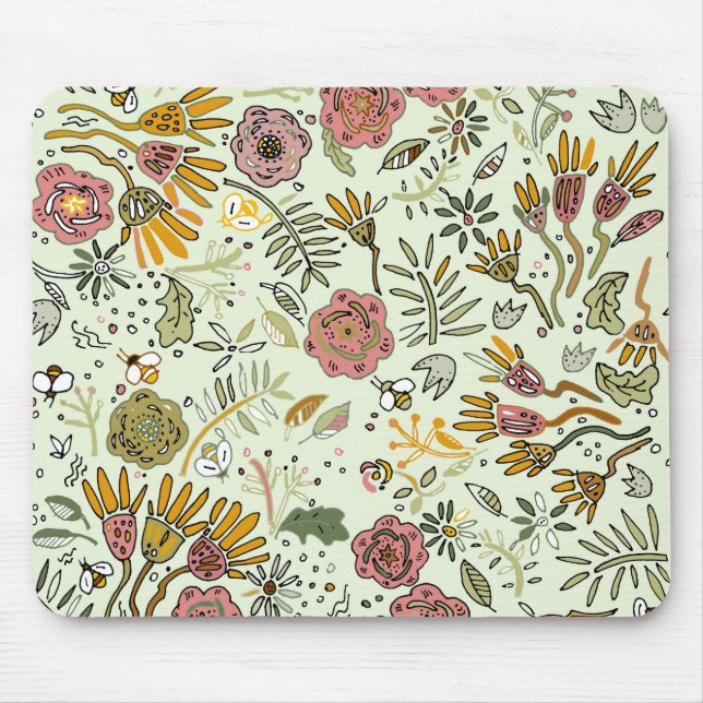 Tapis De Souris Aquarelle Florale Fleurs d'abeille Élégante Modern (Devant)