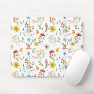 Tapis De Souris Aquarelle Florale Illustration Fleurs sauvages