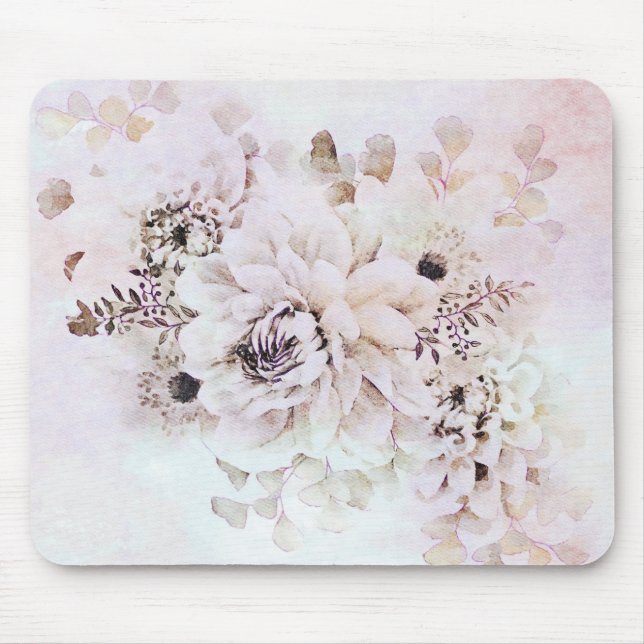 Tapis De Souris Aquarelle florale rose (Devant)