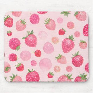 Tapis De Souris Aquarelle fraise Berry rose Motif sans couture