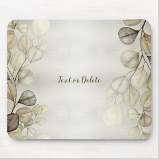 Tapis De Souris Aquarelle Golden Eucalyptus Foliage brillant éléga