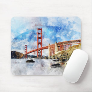 Tapis De Souris Aquarelle Golden Gate Bridge à San Francisco