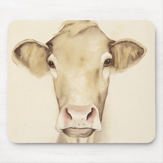 Tapis De Souris Aquarelle Grange Animaux | Vache (Devant)
