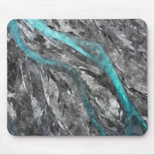 Tapis De Souris Aquarelle gris et turquoise