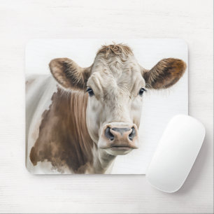 Tapis De Souris Aquarelle Hereford Portrait de vache