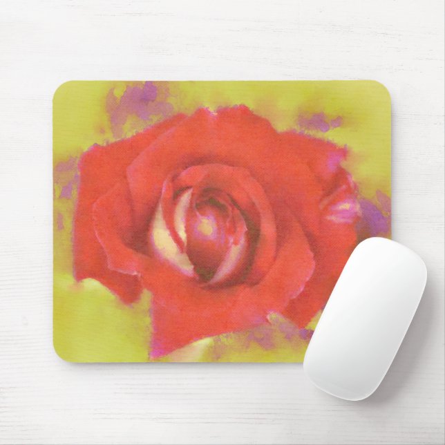 Tapis De Souris Aquarelle humide Rouge Rose Art Pad Souris (Avec souris)