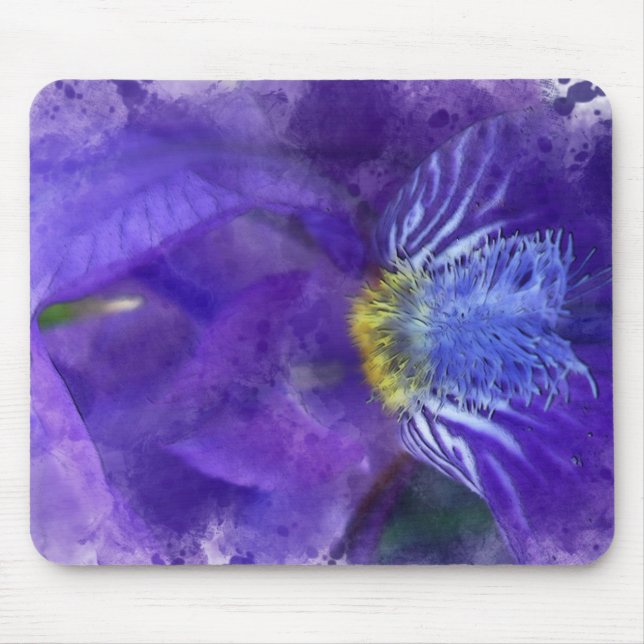 Tapis De Souris Aquarelle Iris Flower Purple (Devant)