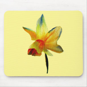 Tapis De Souris Aquarelle jonquille jaune art Fleur de printemps