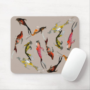 Tapis De Souris Aquarelle koi poisson rouge brun or