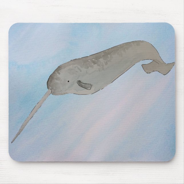 Tapis De Souris Aquarelle Mammifère Marin Narwhal (Devant)