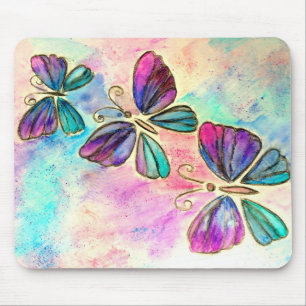 Tapis De Souris Aquarelle Mélange Papillons colorés