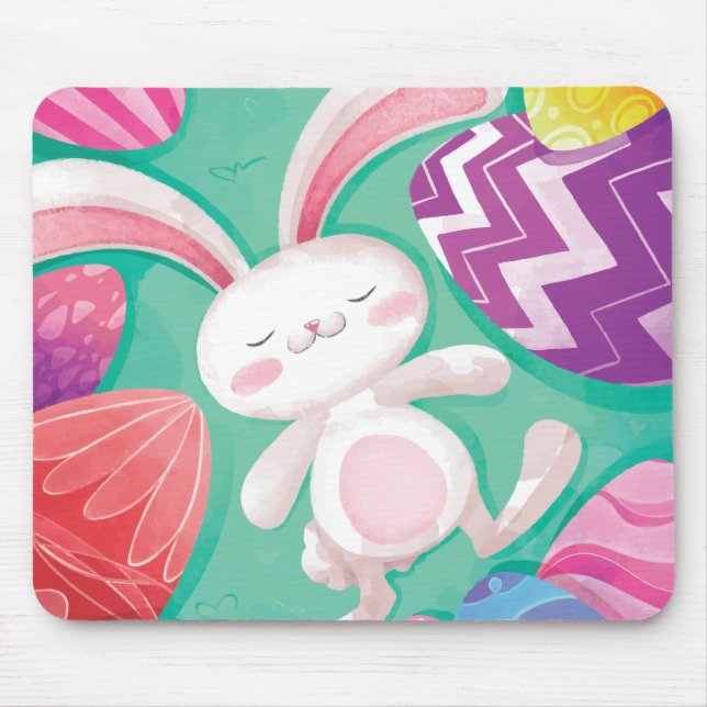 Tapis De Souris Aquarelle mignonne | Mousepad de lapin de Pâques (Devant)