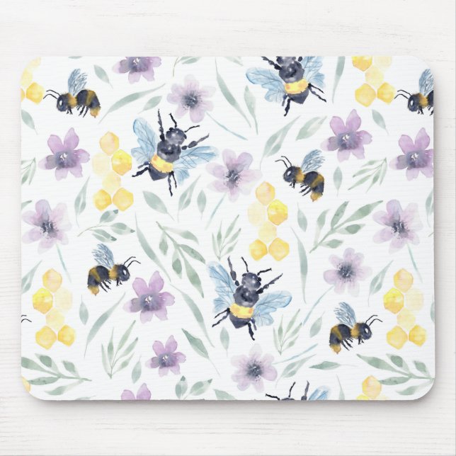 Tapis De Souris Aquarelle Motif d'abeille (Devant)