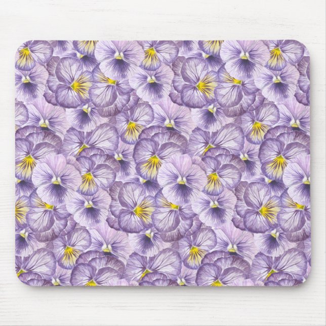 Tapis De Souris Aquarelle motif floral avec panneaux violets (Devant)