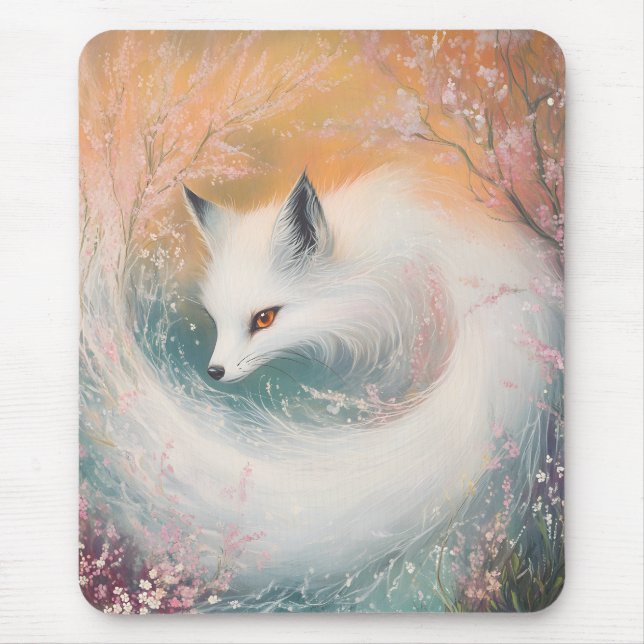 Tapis De Souris Aquarelle Mystic Bloom Spring Fox (Devant)
