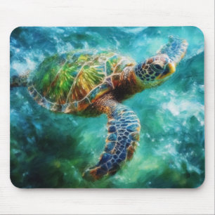 Tapis De Souris Aquarelle Natation Tortue de mer