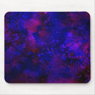 Tapis De Souris Aquarelle noire d'encre d'univers bleu pourpre et