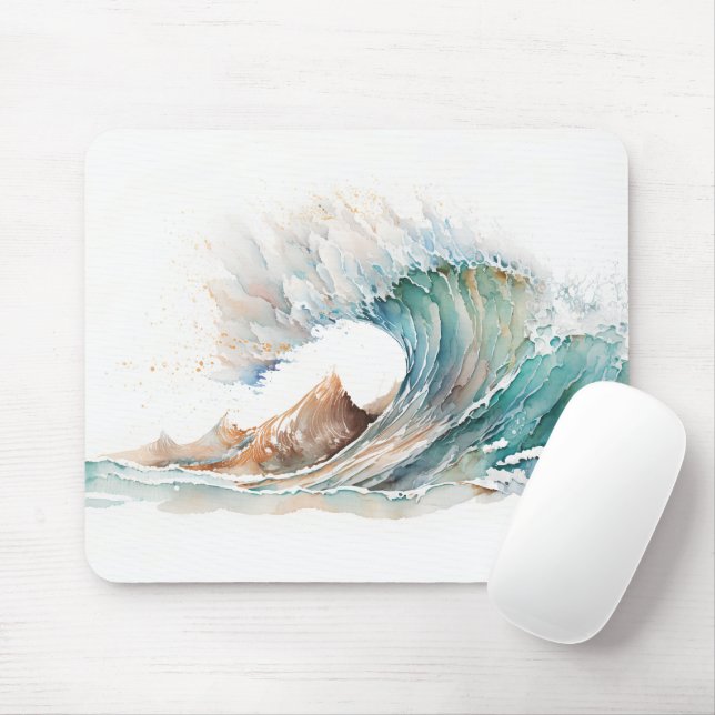 Tapis De Souris Aquarelle Ocean Wave (Avec souris)